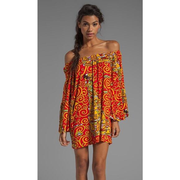 Revolve Voom By Joy Han Women L Hanna Long Sleeve Dress Red Bold Bright - Picture 2 of 9